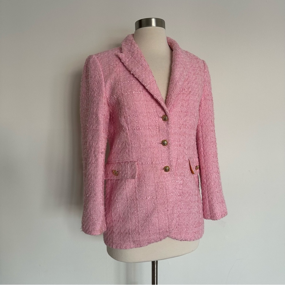 Zara Tweed Pink Blazer Jacket Sz Small - Picture 3 of 9